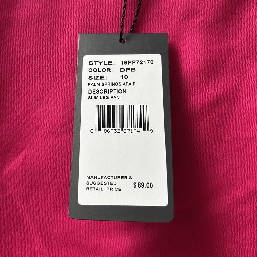 NEW Adrianna Papell Slim Leg Pant Palm Springs Afair Women's Size 10 Hot Pink - Picture 6 of 7